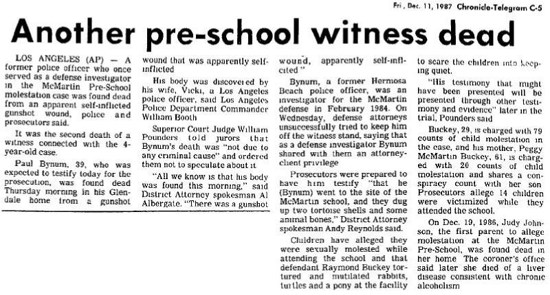 another pre-school witness dead